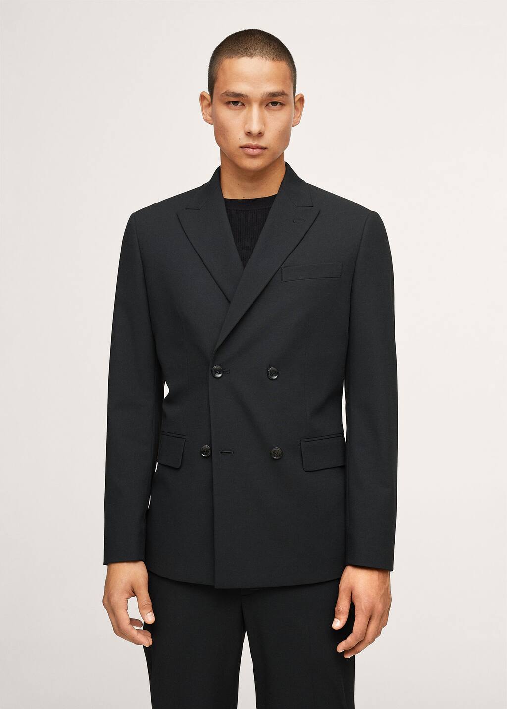 Mango Slim-Fit Double-Breasted Suit Jacket